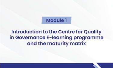 Introduction to the Centre for Quality in Governance E-learning programme and the maturity matrix